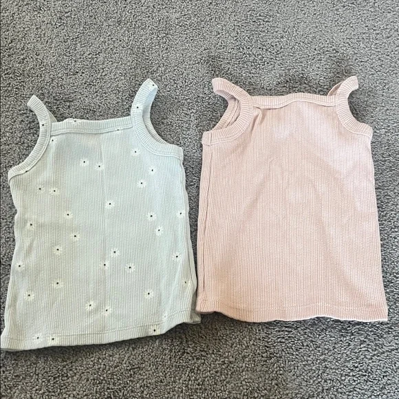 Set of 2 organic cotton Little Co Camisoles in Light Pink and Blue - Picture 1 of 2